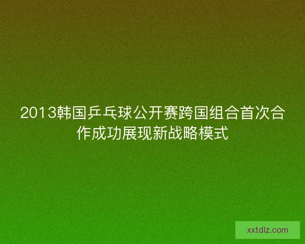 2013韩国乒乓球公开赛跨国组合首次合作成功展现新战略模式